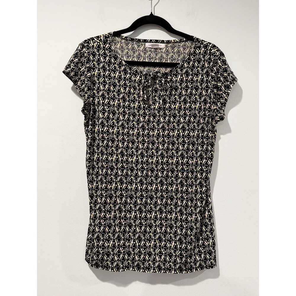 Liz Claiborne Top Womens Medium Stretch Geometric Work Cruise Travel Vacation